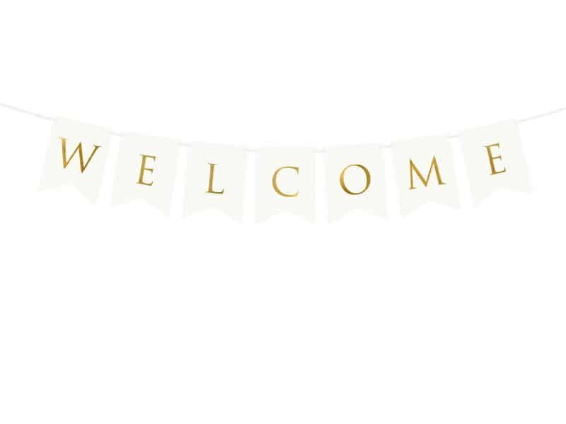 [GRL70-008] Banner Welcome, White, 15 x 95 cm