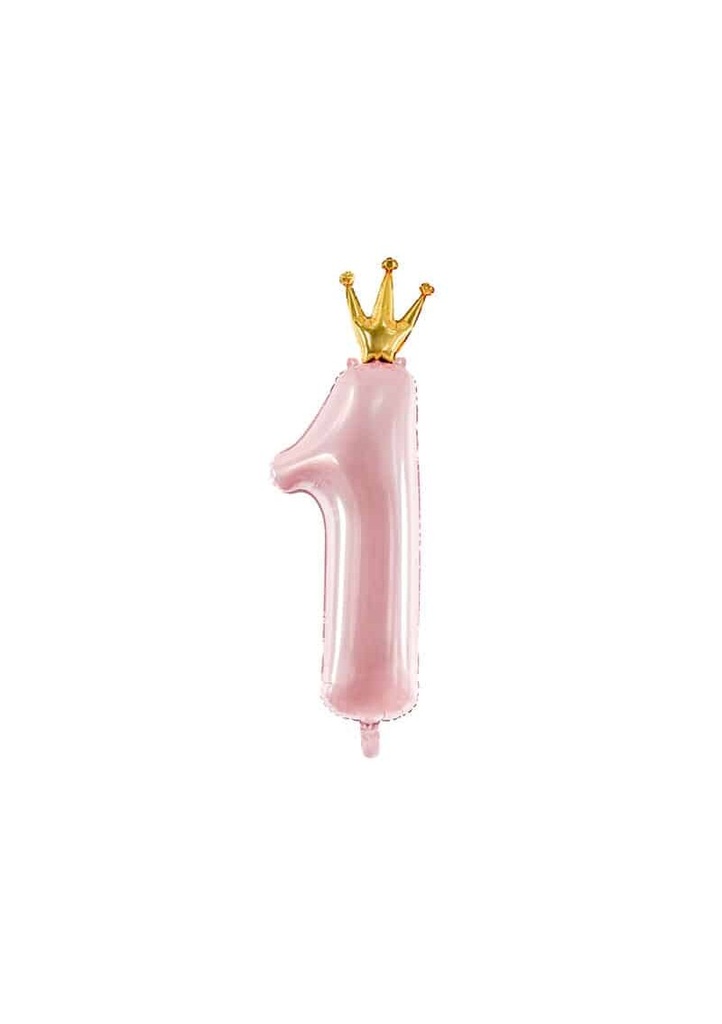 Foil Balloon Number ''1'', 37x100cm, Light Pink