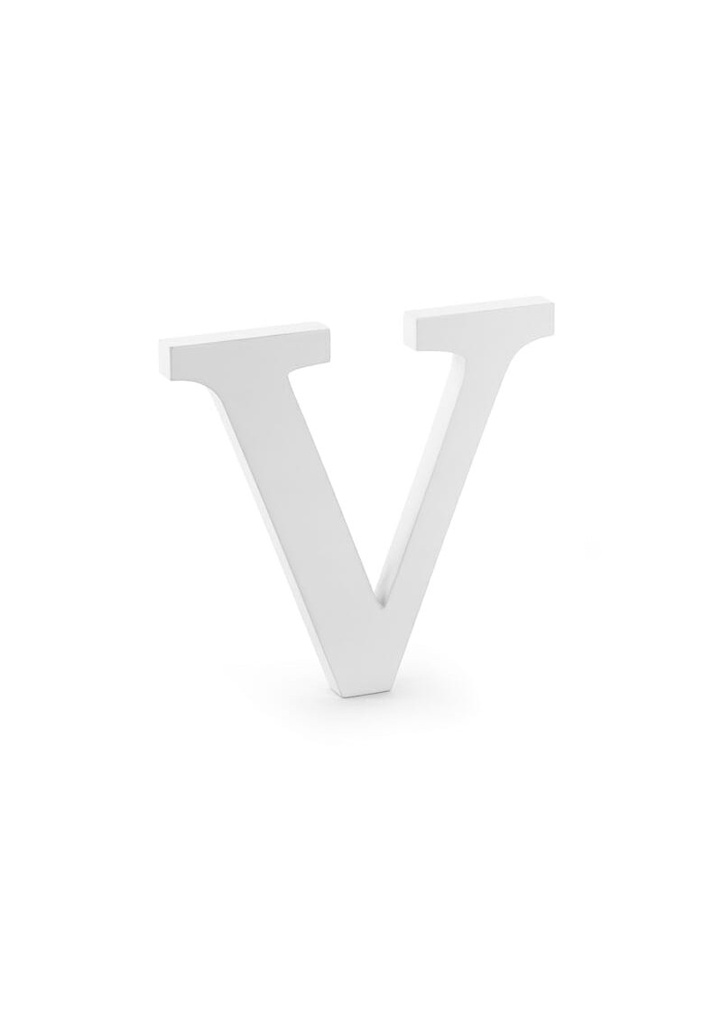 Wooden Letter V, White, 21x20cm