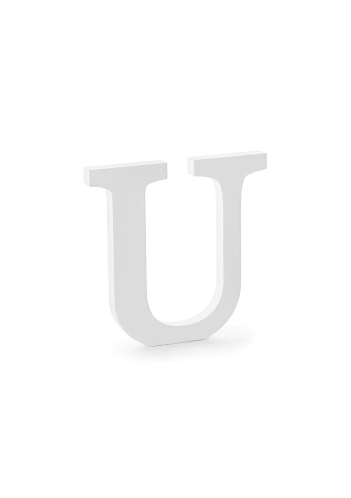 Wooden Letter U, White, 20.5x20cm