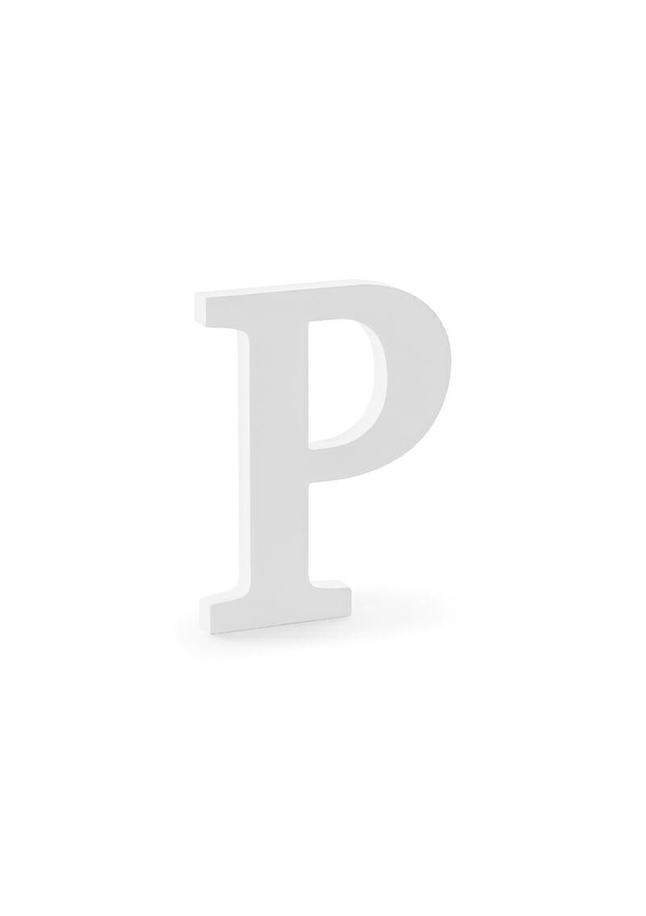 Wooden Letter P, White, 15.5x20cm