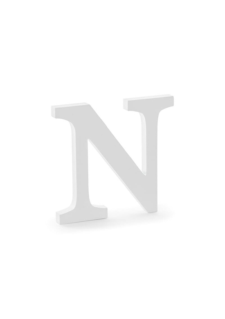 [DL1-N-008] Wooden Letter N, White, 21.5x20cm