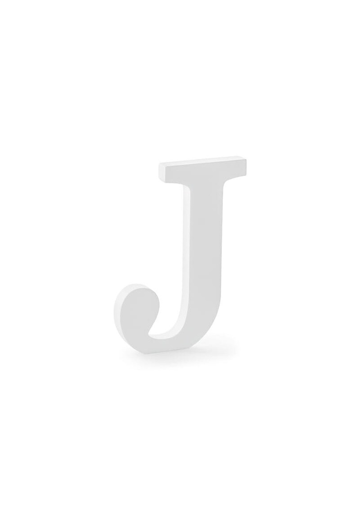 [DL1-J-008] Wooden Letter J, White, 14.5x20cm