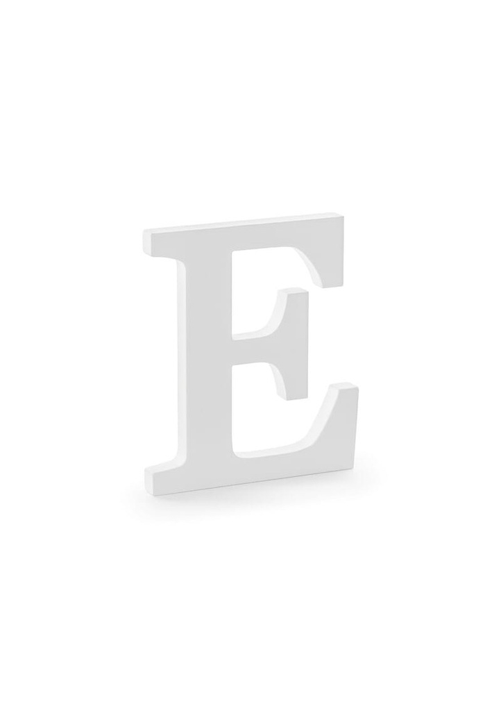 [DL1-E-008] Wooden Letter E, White, 17x20cm