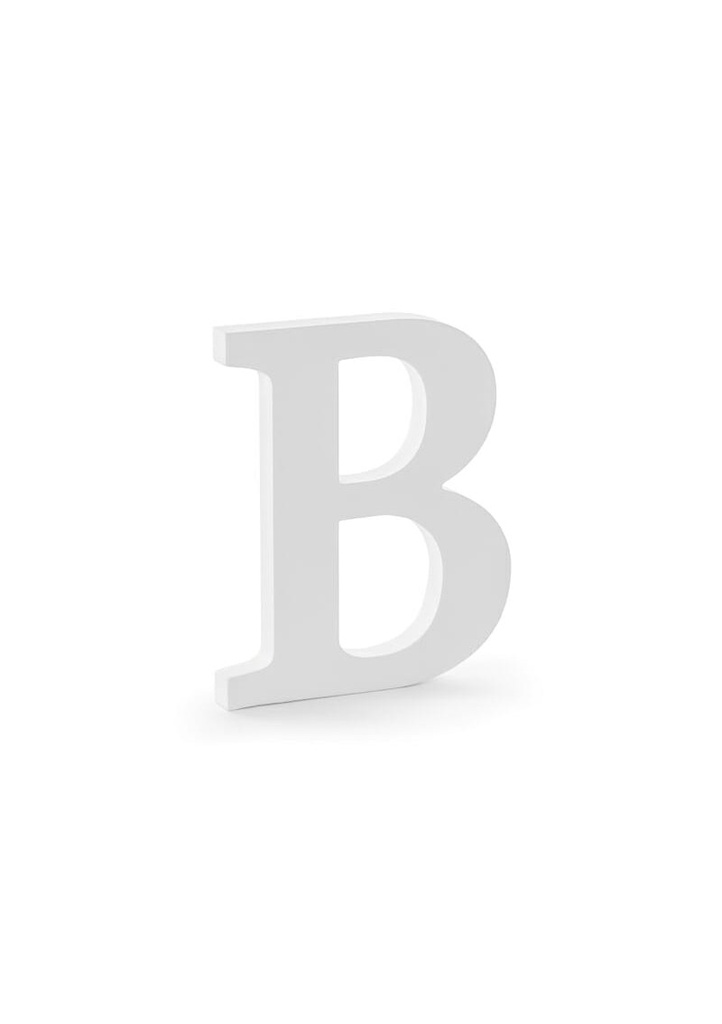 Wooden Letter B, White, 16.5x20cm