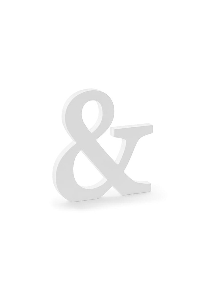 [DL1-&-008] Wooden Sign &, White, 19.5x20.5cm