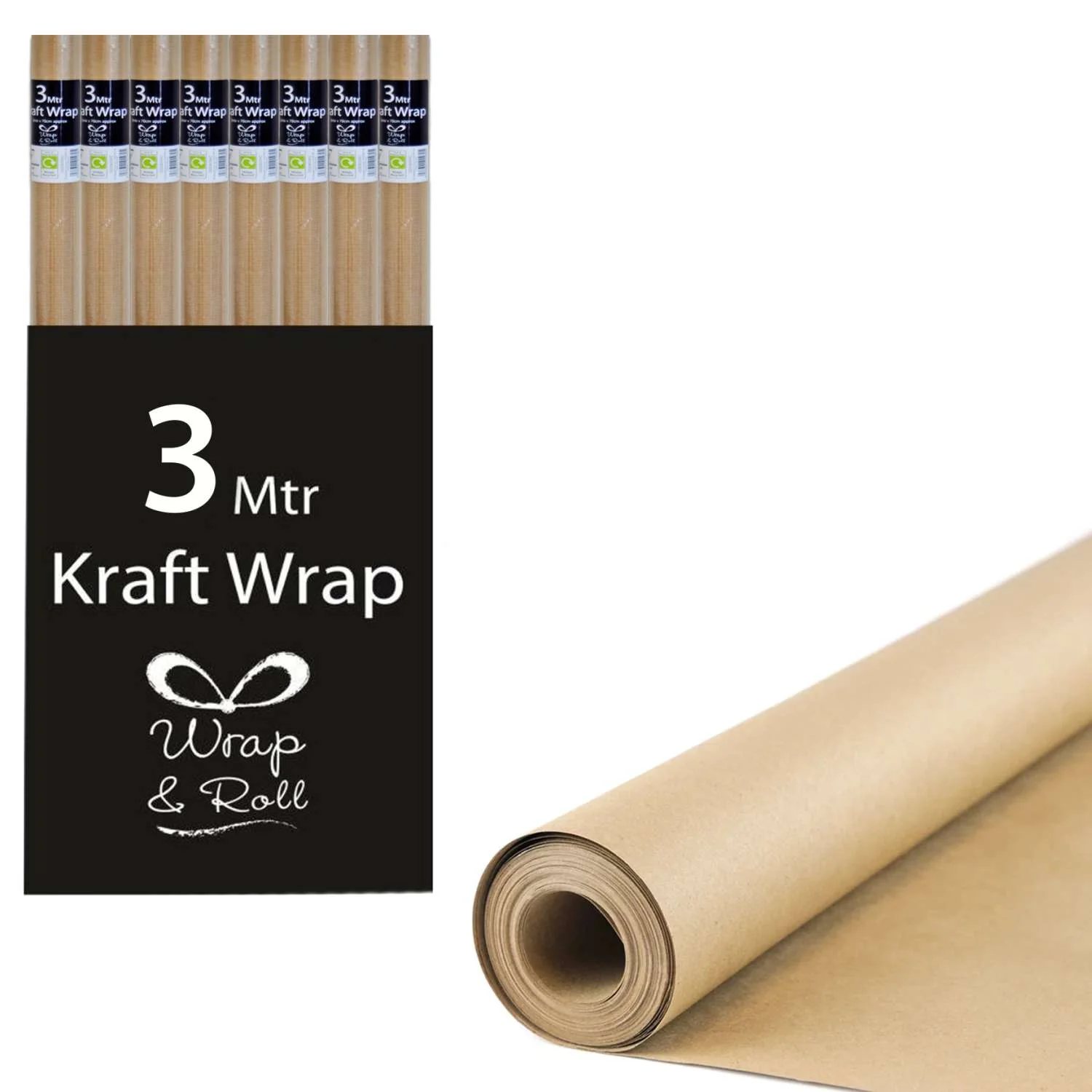Christmas Kraft Wrap Roll 0.7 x 3m - Brown