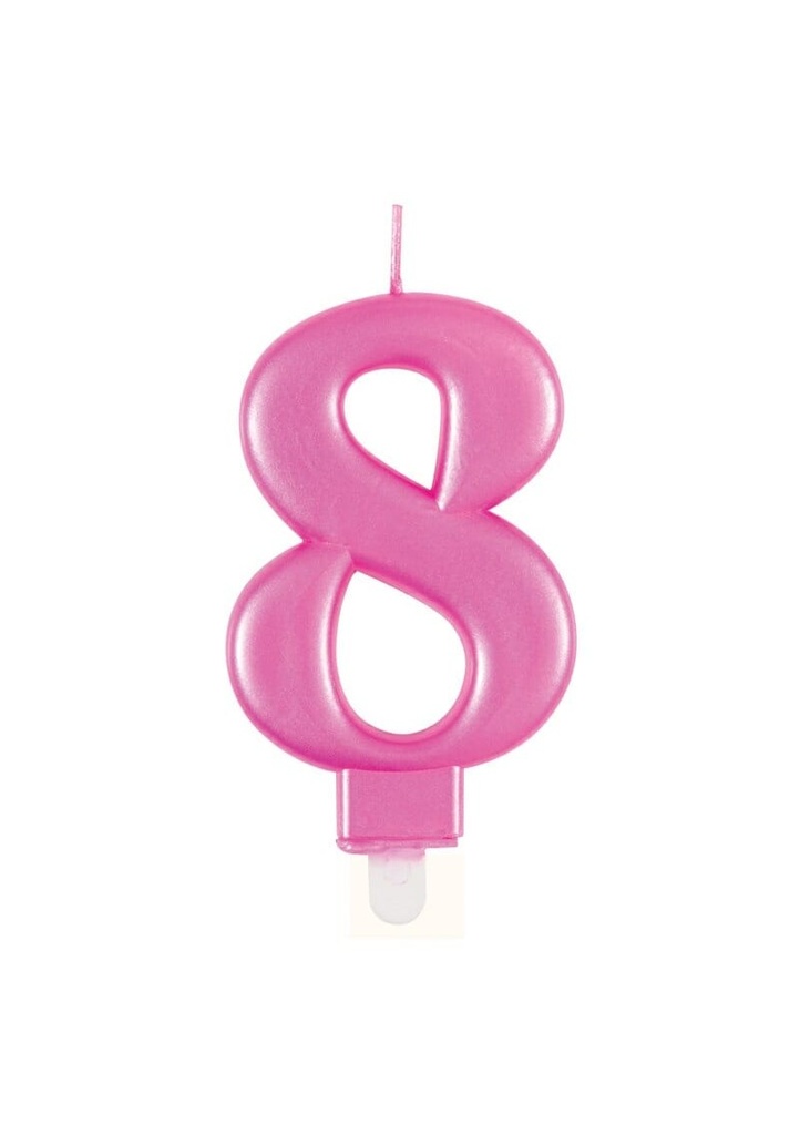 Metallic Pink Birthday Candle Number 8