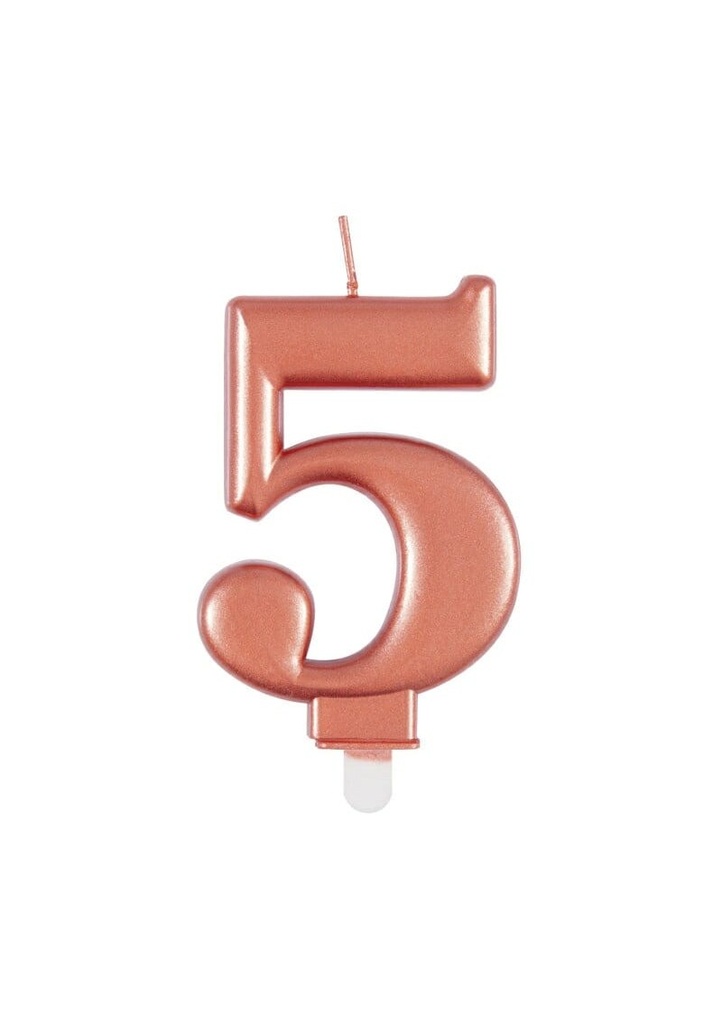 Metallic Rose Gold Birthday Candle Number 5