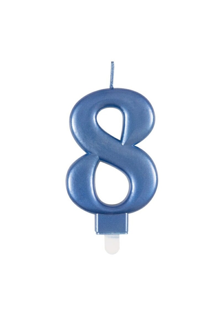 Metallic Blue Birthday Candle Number 8