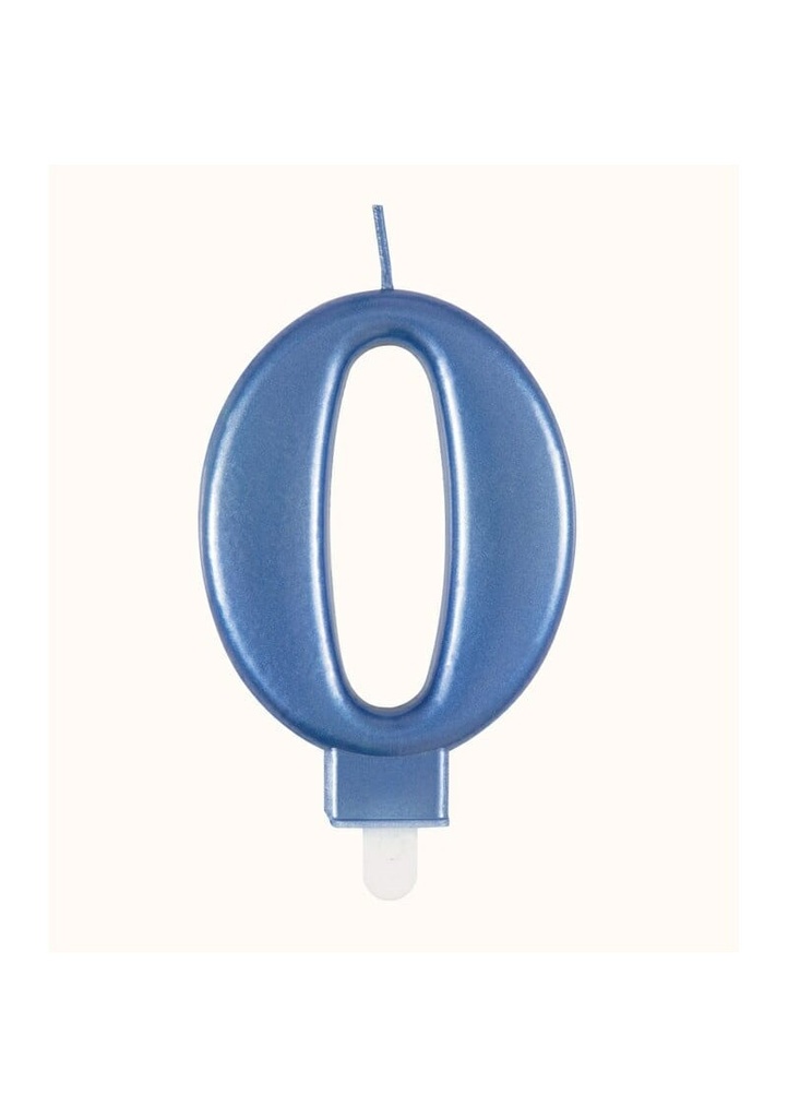 Metallic Blue Birthday Candle Number 0
