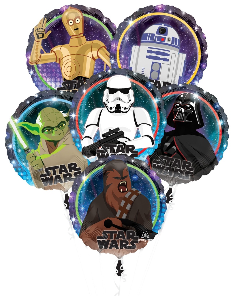 [4275501] Standard Star Wars Galaxy Foil Balloon Bouquet 43cm - 6pk