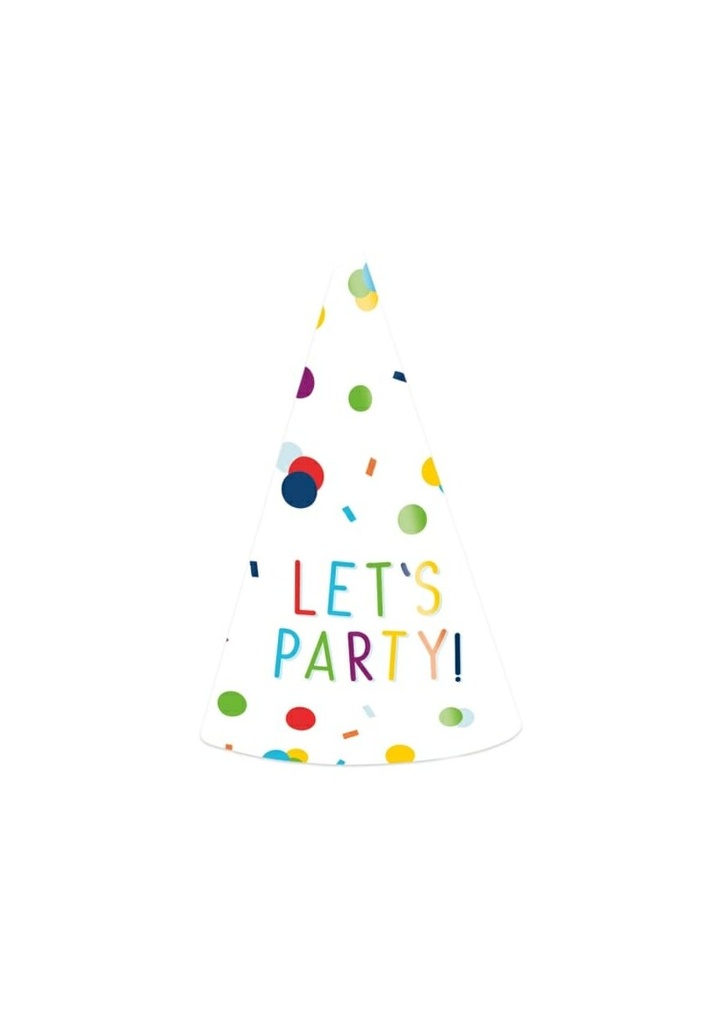 Party Cone Hats Confetti Birthday Paper Height 16cm - 8pk