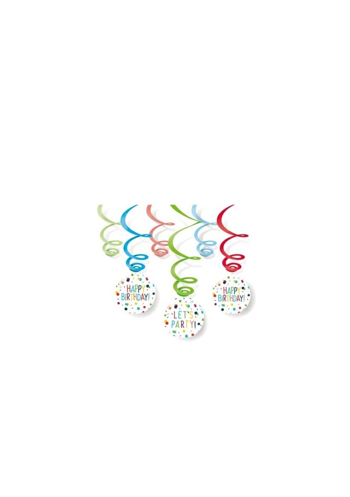 Swirl Decorations Confetti Birthday 80cm - 6pk