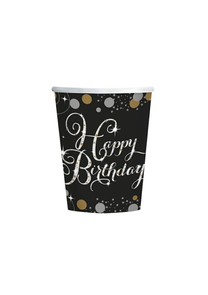[9900550-66] Gold Sparkling Celebrations Happy Birthday Cups 250ml - 8pk