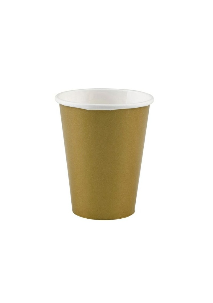 [58015-19-66] Gold Paper Cups 250ml - 8pk