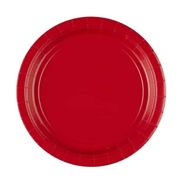 [55015-40-66] Apple Red Paper Plates 23cm - 8pk