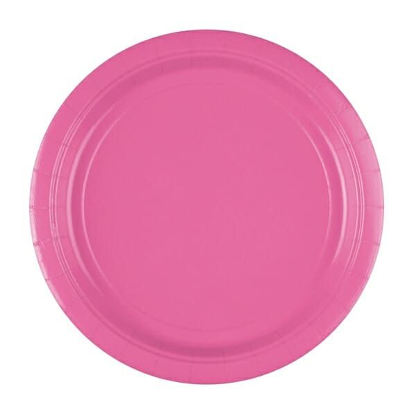 Bright Pink Paper Plates 23cm - 8pk