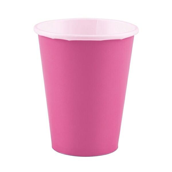 Bright Pink Paper Cups 250ml - 8pk