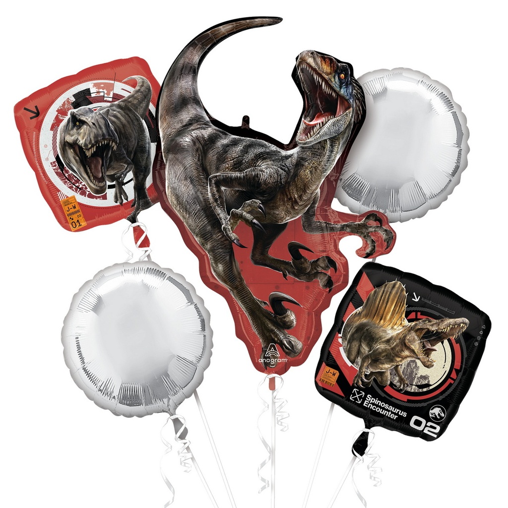 Jurassic World Rebirth Dinosaur Foil Balloon Bouquet - 5pk