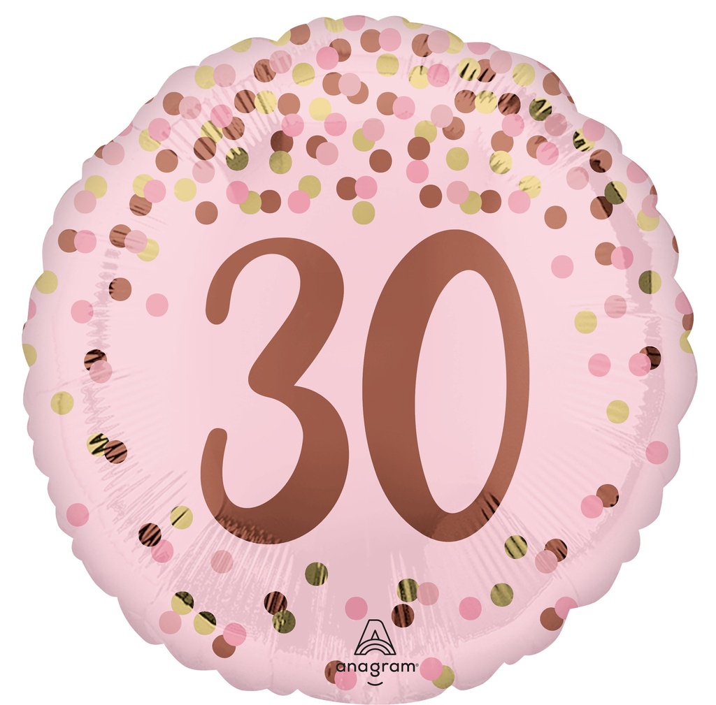 Standard Pretty Pink 30th Birthday Foil Balloon 43cm