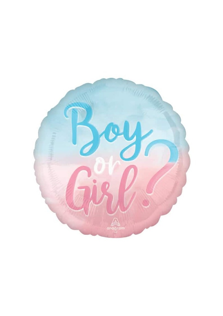Gender Reveal Boy or Girl Foil Balloon - 17"/43cm