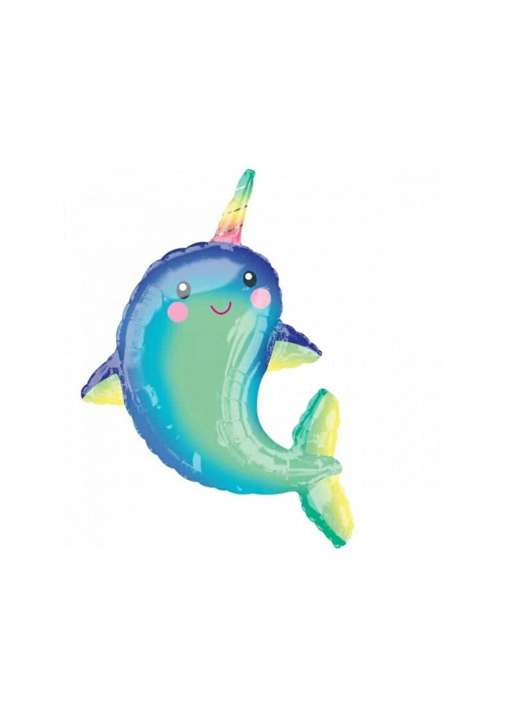 [3847701] Supershape Happy Narwhal Foil Balloon - 73cm x 99cm