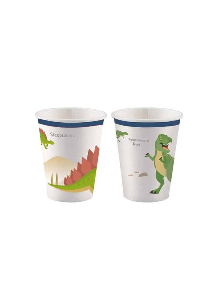 Happy Dinosaur Paper Cups 250ml - 8pk