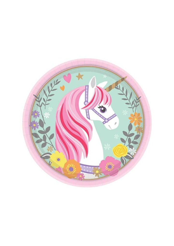 Magical Unicorn Round Paper Plates 18cm - 8pk