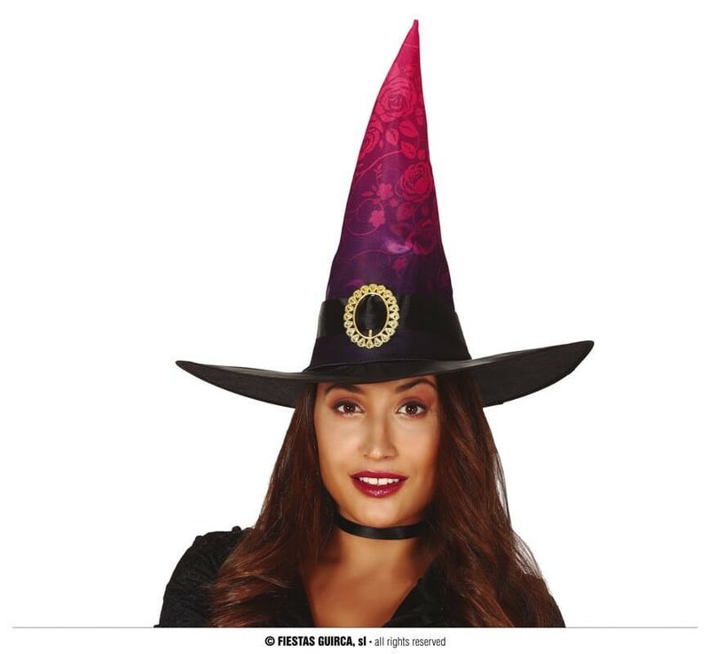 Classy Witch Hat (Black Purple Pink) - Adult One Size