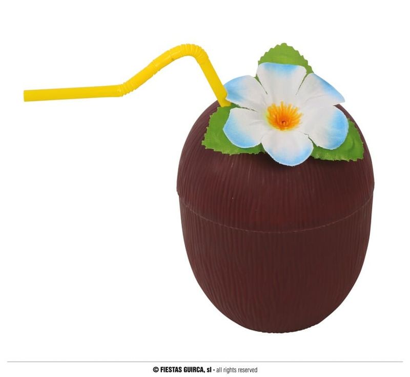 [18910] Coconut Glass With Straw And Flower
