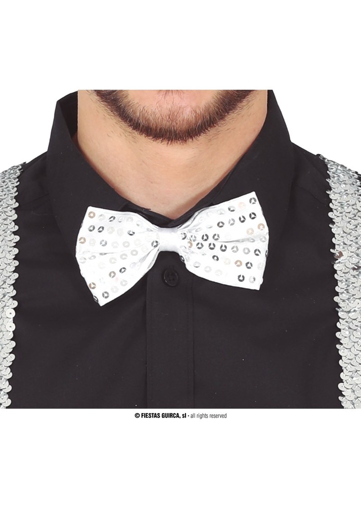 Sequin Bow Tie Silver