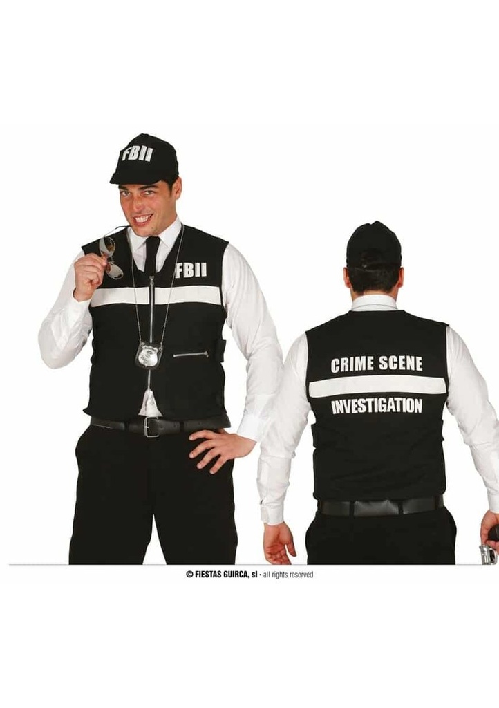 [18581] F.B.I. Hat & Waistcoat - Adult One Size