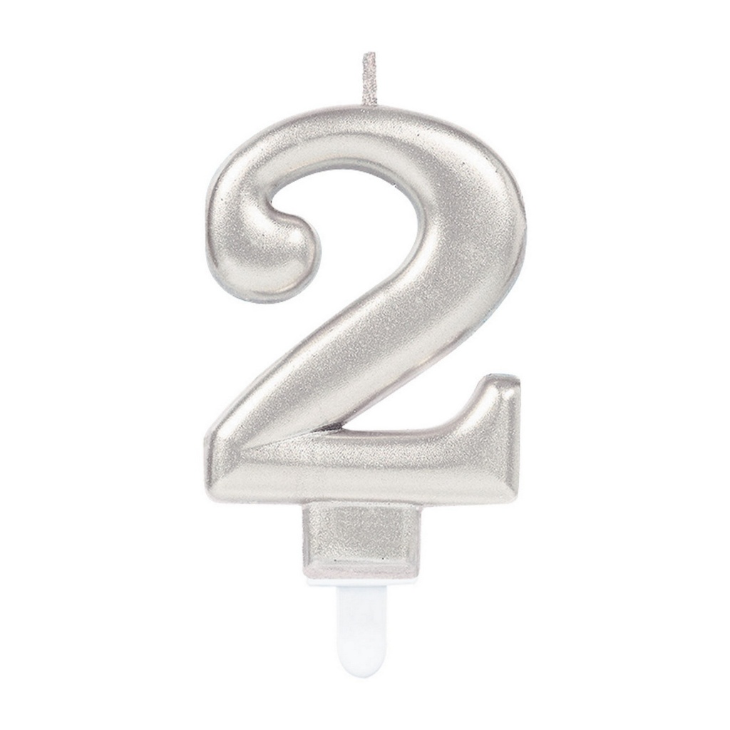 Sparkling Celebrations Candle with Holder 9.3cm Silver - No.2