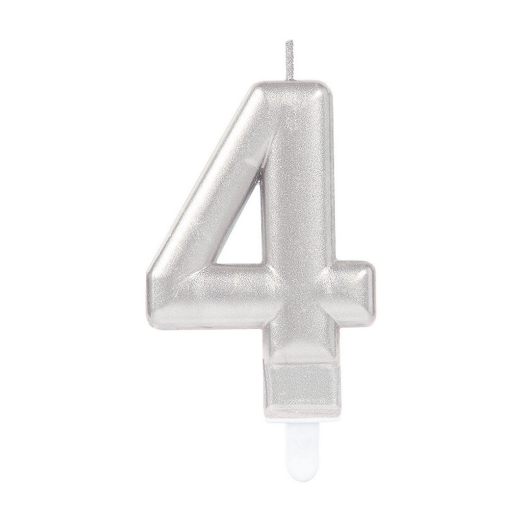 Sparkling Celebrations Candle with Holder 9.3cm Silver - No.4