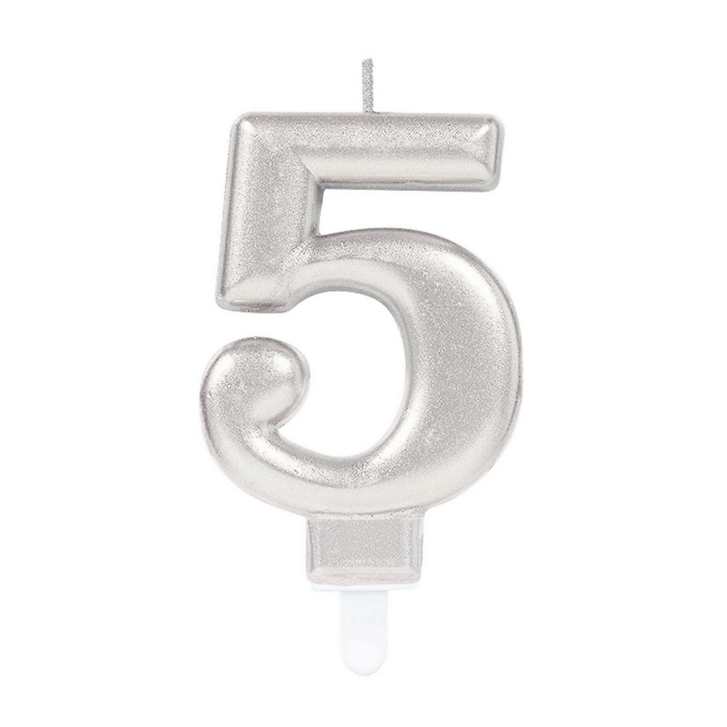 Sparkling Celebrations Candle with Holder 9.3cm Silver - No.5