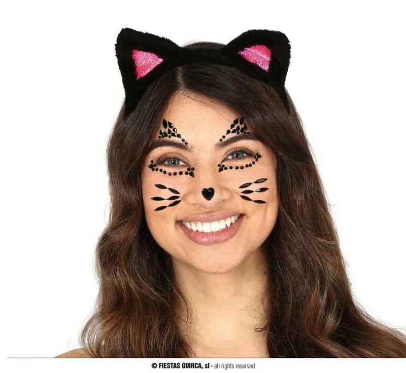 [15808] Adhesive Face Gems Cat Set