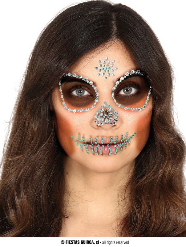 [15807] Adhesive Face Gems Skull Face Set