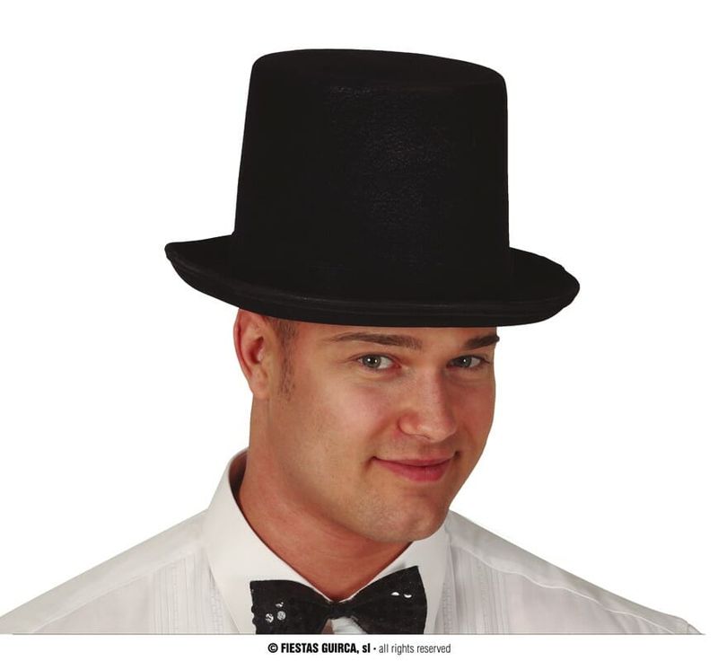 Black Elastic Velvet Top Hat - Adult One Size
