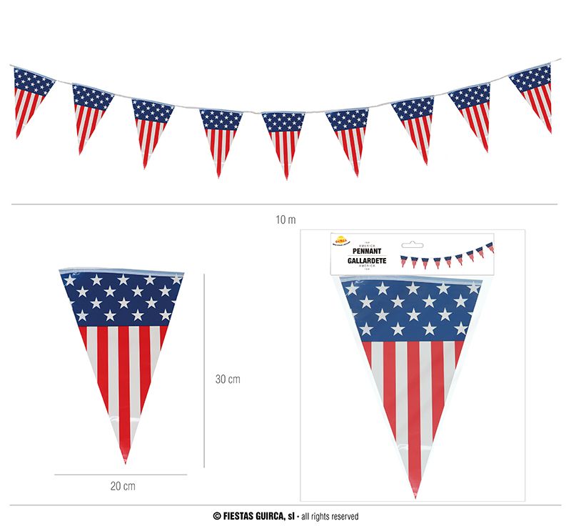 America Pennant Flag Banner - 10Mts