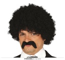 Black Curly Wig With Moustache - Adult One Size