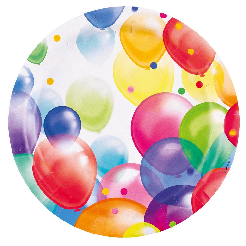 [9900320-66] Balloons Party Round Paper Plates 23cm - 8pk
