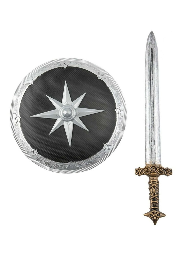 Medieval Sword And Shield 38x63x7cm