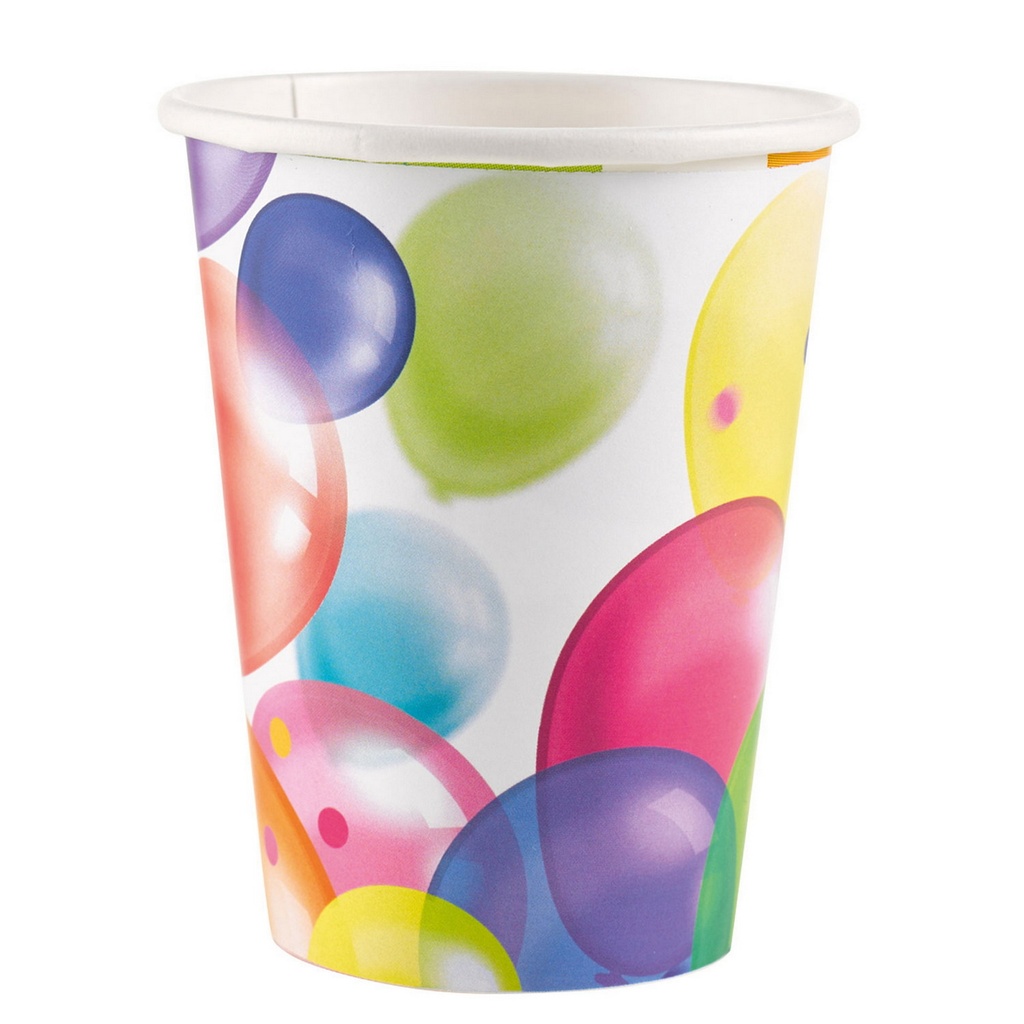 [9900322-66] Balloons Party Paper Cups 250ml - 8pk