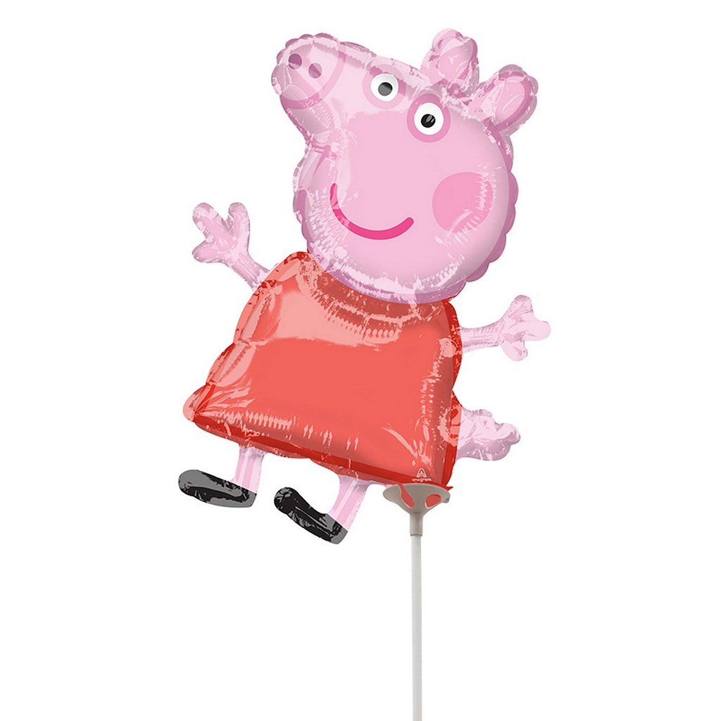 Mini Shape Peppa Pig Air-Filled Foil Balloon 22cm x 30cm + Stick