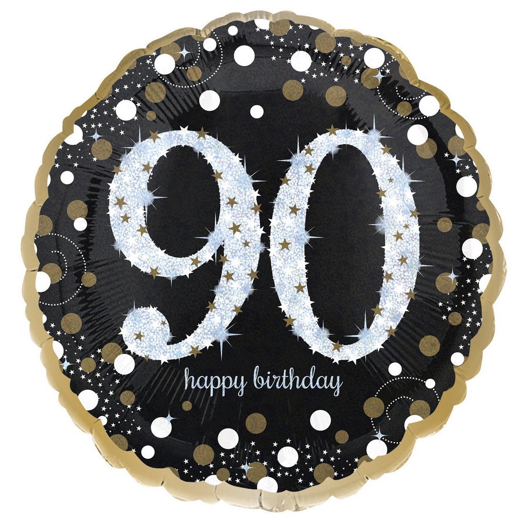 Holographic Sparkling Birthday Foil Balloon 43cm – No 90
