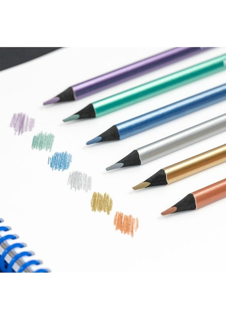 Triangular Metallic Colour Pencils - 6pk