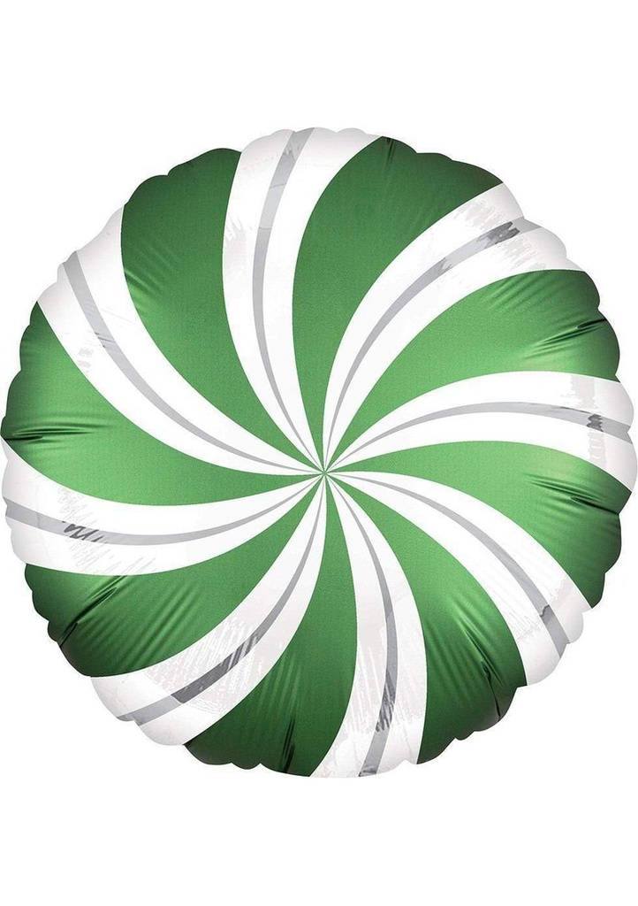 Satin Emerald Candy Swirl Round Foil Balloon 18'' (45cm)