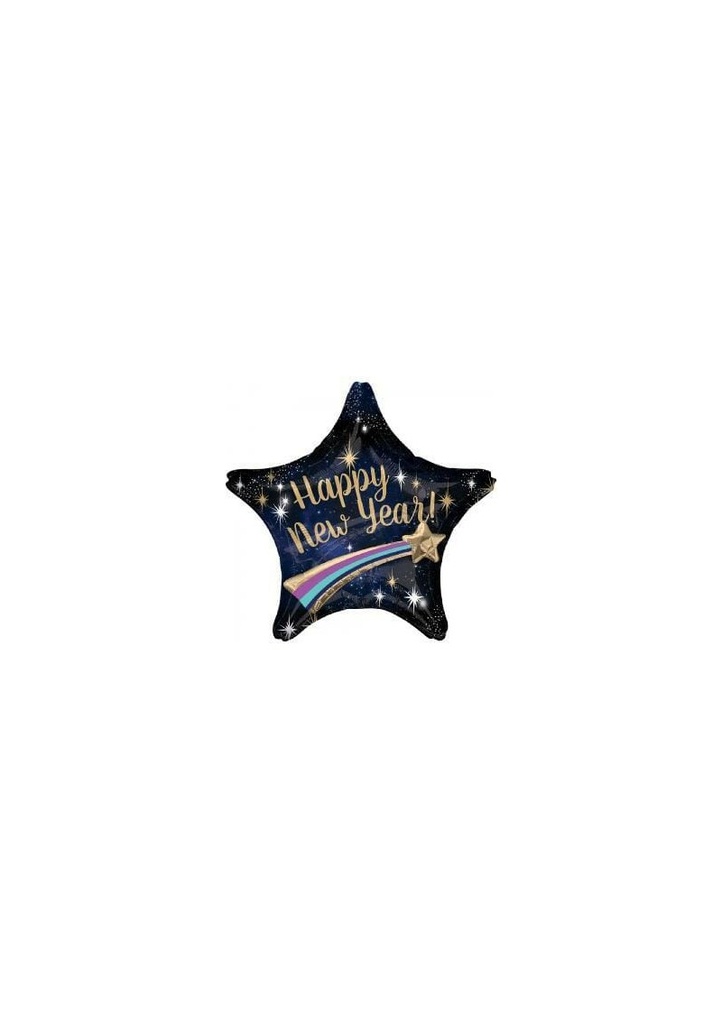 Happy New Year Shooting Star 3D Foil Multi-Balloon - 28'' (71cm)