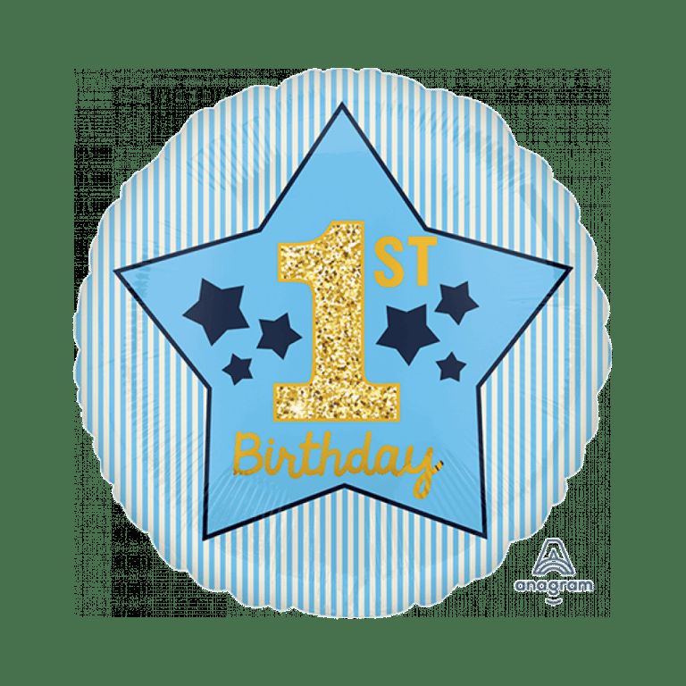 [4037001] 1st Birthday Round Foil Balloon – 17″ (43cm)